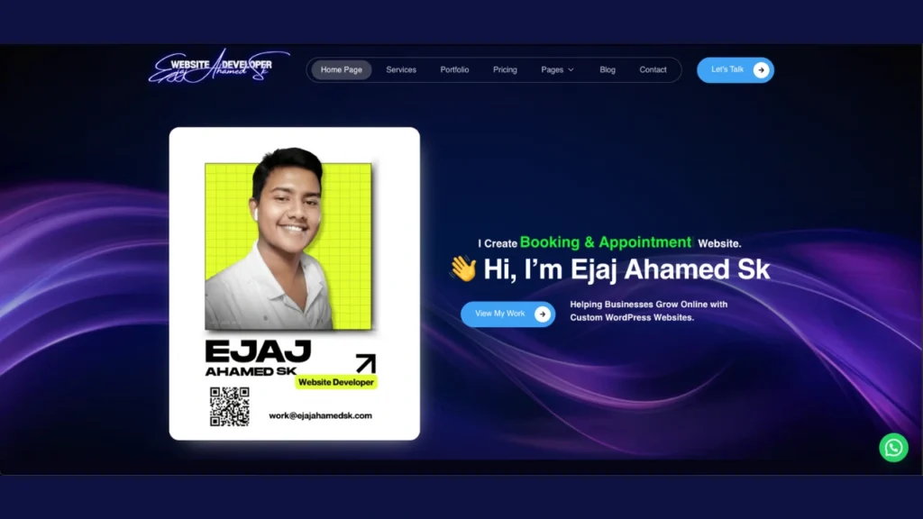 a proper home page of a portfolio website 